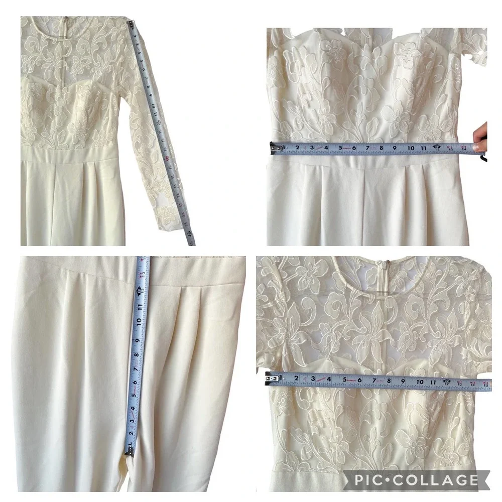 Eliza J Ivory Lace Cream Jumpsuit Women Size 4 - Picture 12 of 15